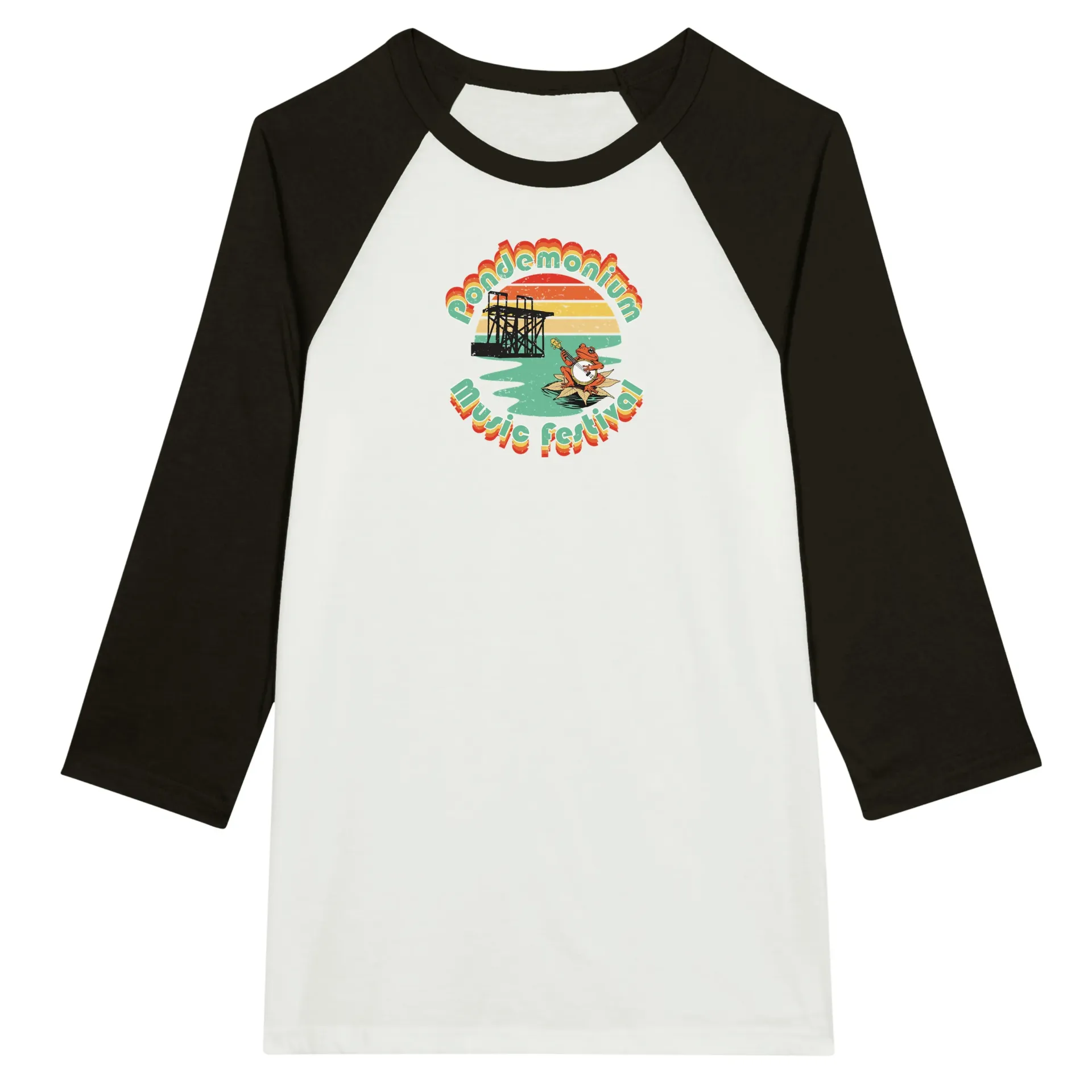Pondemonium Unisex 3/4 sleeve Raglan T-shirt